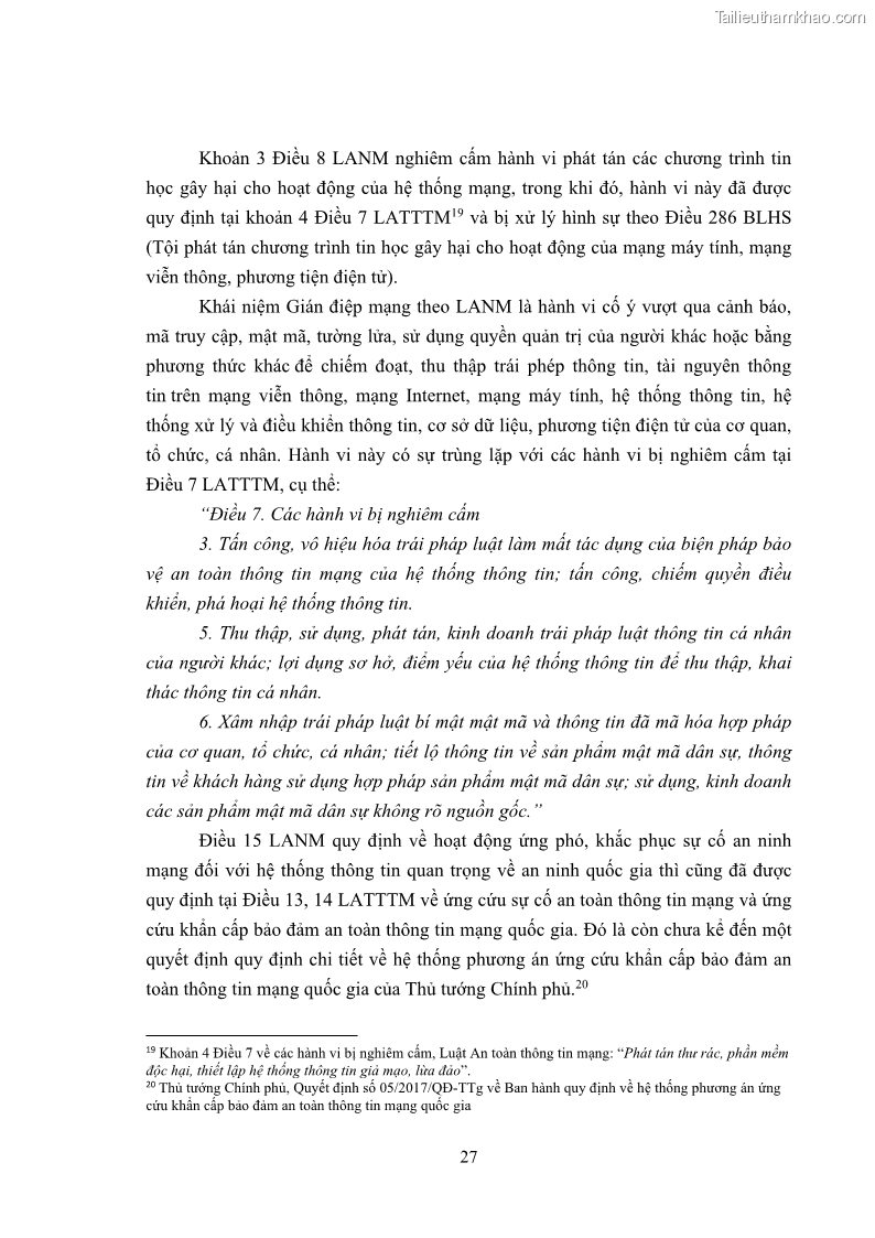 Khóa luận tốt nghiệp luật học Hoàn thiện pháp luật về an ninh mạng - 3 Trang 31
