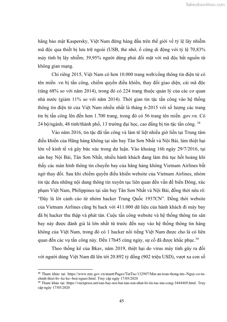 Khóa luận tốt nghiệp luật học Hoàn thiện pháp luật về an ninh mạng - 5 Trang 49