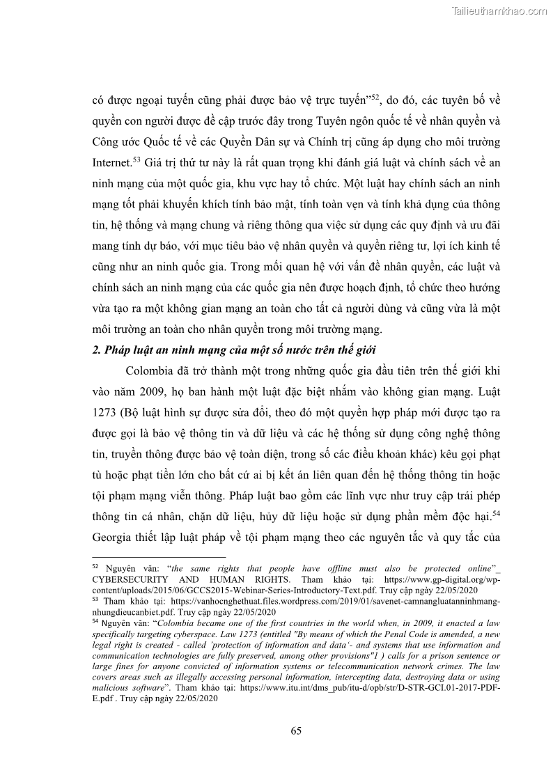 Khóa luận tốt nghiệp luật học Hoàn thiện pháp luật về an ninh mạng - 6 Trang 69