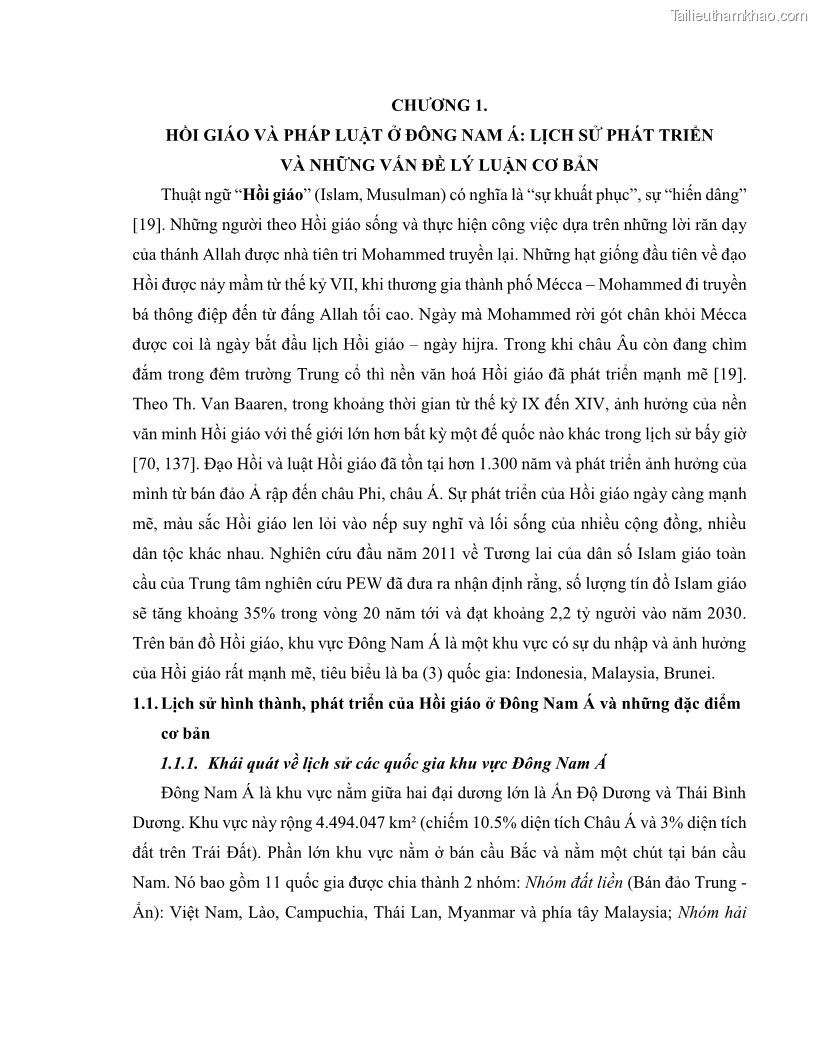 Khóa luận tốt nghiệp luật học Lịch sử và xu hướng phát triển của hiến pháp các nước Hồi giáo trong khu vực Đông Nam Á - 1 Trang 12