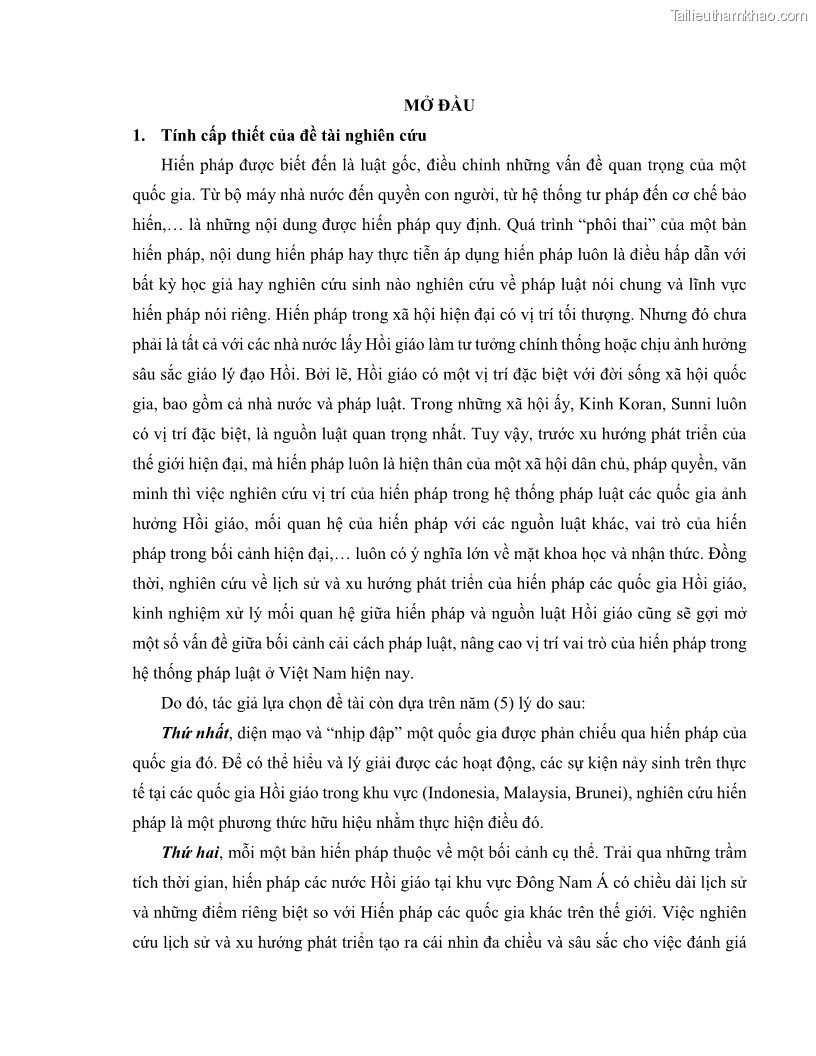 Khóa luận tốt nghiệp luật học Lịch sử và xu hướng phát triển của hiến pháp các nước Hồi giáo trong khu vực Đông Nam Á - 1 Trang 7