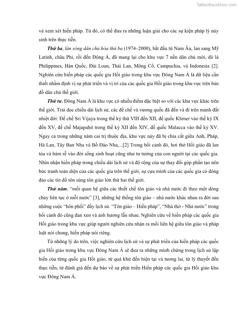 Khóa luận tốt nghiệp luật học Lịch sử và xu hướng phát triển của hiến pháp các nước Hồi giáo trong khu vực Đông Nam Á - 1 Trang 8
