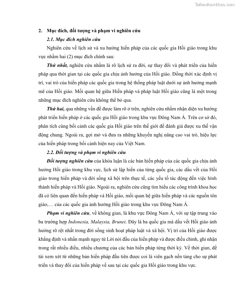 Khóa luận tốt nghiệp luật học Lịch sử và xu hướng phát triển của hiến pháp các nước Hồi giáo trong khu vực Đông Nam Á - 1 Trang 9