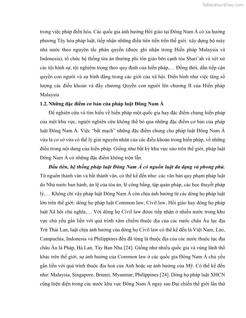 Khóa luận tốt nghiệp luật học Lịch sử và xu hướng phát triển của hiến pháp các nước Hồi giáo trong khu vực Đông Nam Á - 2 Trang 22