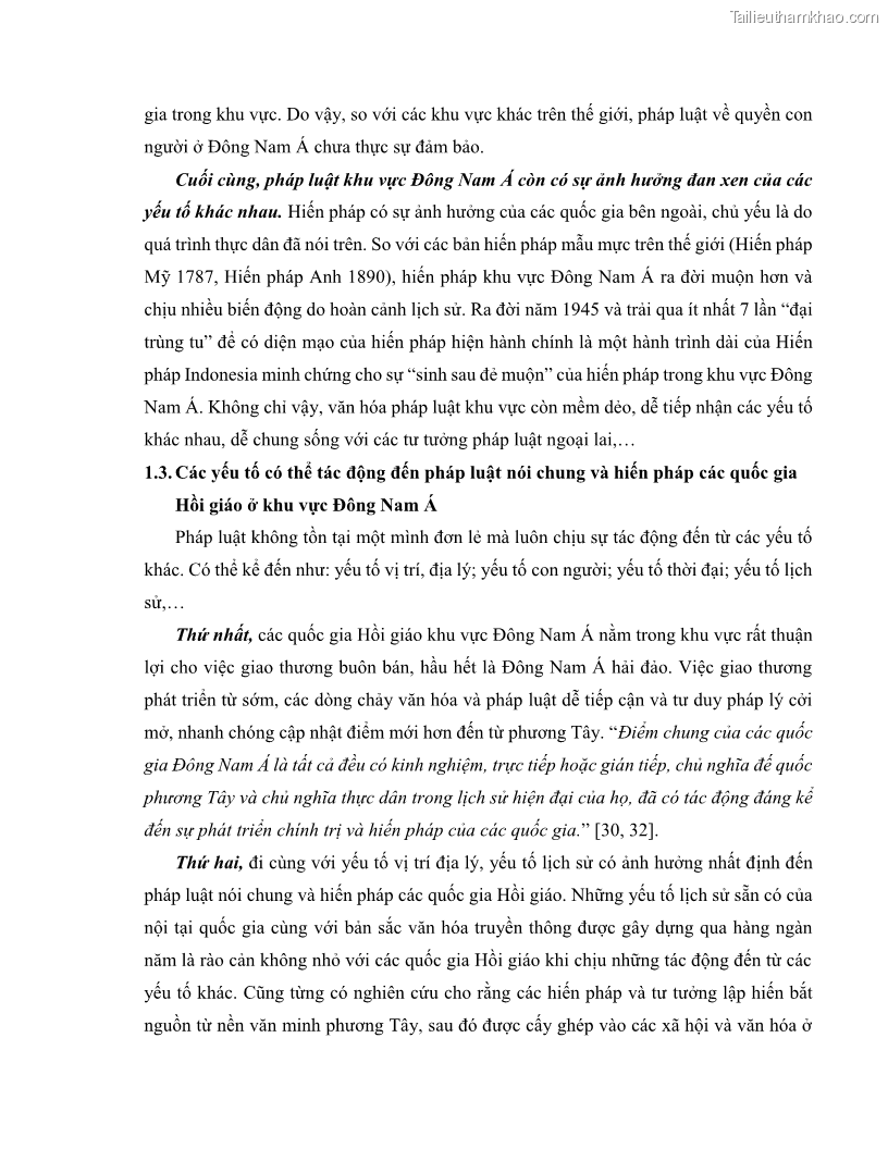 Khóa luận tốt nghiệp luật học Lịch sử và xu hướng phát triển của hiến pháp các nước Hồi giáo trong khu vực Đông Nam Á - 2 Trang 24
