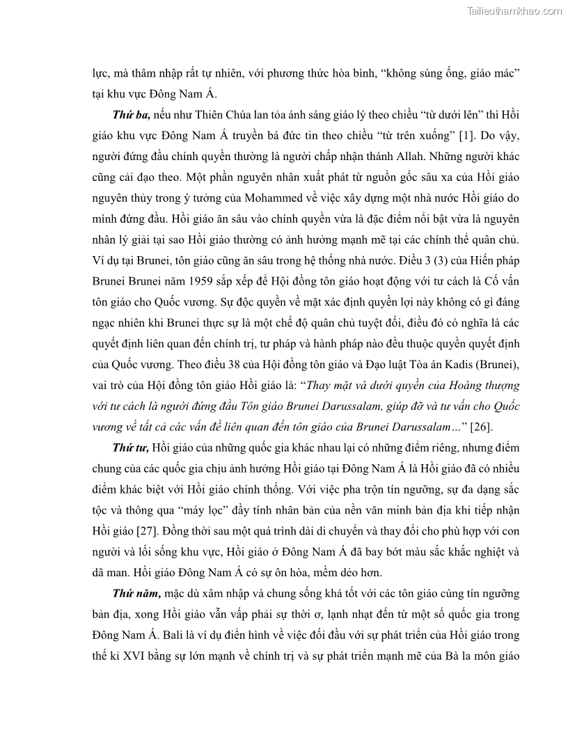 Khóa luận tốt nghiệp luật học Lịch sử và xu hướng phát triển của hiến pháp các nước Hồi giáo trong khu vực Đông Nam Á - 2 Trang 18