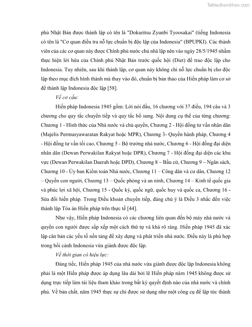 Khóa luận tốt nghiệp luật học Lịch sử và xu hướng phát triển của hiến pháp các nước Hồi giáo trong khu vực Đông Nam Á - 3 Trang 34