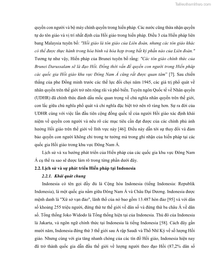 Khóa luận tốt nghiệp luật học Lịch sử và xu hướng phát triển của hiến pháp các nước Hồi giáo trong khu vực Đông Nam Á - 3 Trang 28