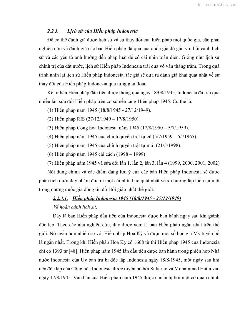 Khóa luận tốt nghiệp luật học Lịch sử và xu hướng phát triển của hiến pháp các nước Hồi giáo trong khu vực Đông Nam Á - 3 Trang 33
