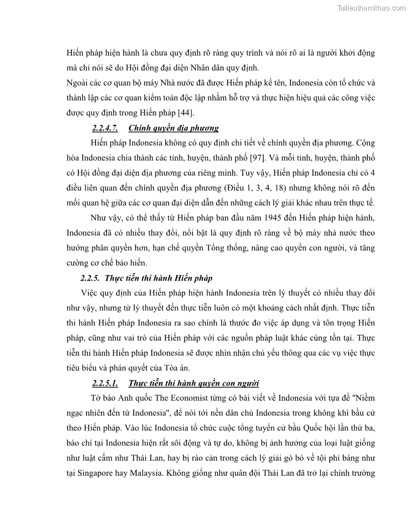 Khóa luận tốt nghiệp luật học Lịch sử và xu hướng phát triển của hiến pháp các nước Hồi giáo trong khu vực Đông Nam Á - 4 Trang 48