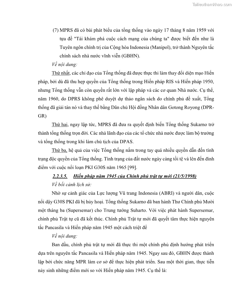 Khóa luận tốt nghiệp luật học Lịch sử và xu hướng phát triển của hiến pháp các nước Hồi giáo trong khu vực Đông Nam Á - 4 Trang 40