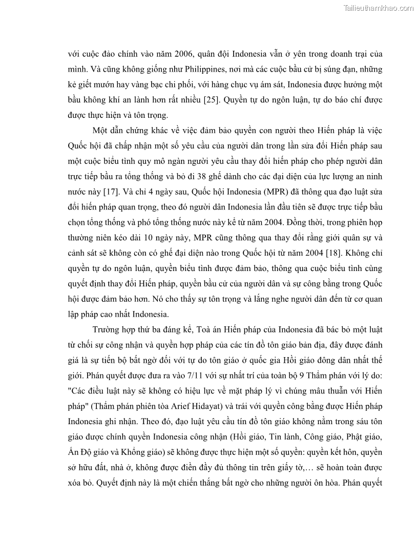 Khóa luận tốt nghiệp luật học Lịch sử và xu hướng phát triển của hiến pháp các nước Hồi giáo trong khu vực Đông Nam Á - 5 Trang 49