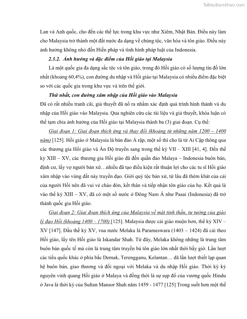 Khóa luận tốt nghiệp luật học Lịch sử và xu hướng phát triển của hiến pháp các nước Hồi giáo trong khu vực Đông Nam Á - 5 Trang 59