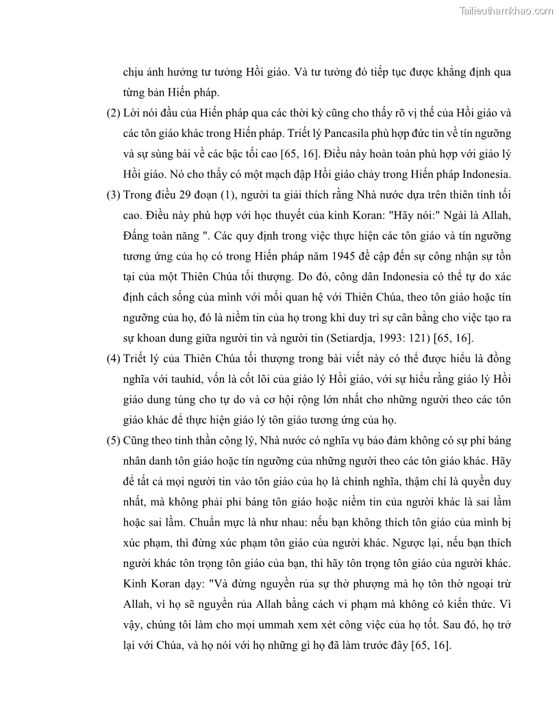 Khóa luận tốt nghiệp luật học Lịch sử và xu hướng phát triển của hiến pháp các nước Hồi giáo trong khu vực Đông Nam Á - 5 Trang 53