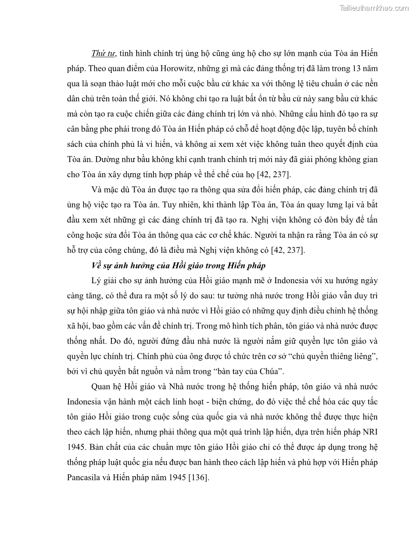 Khóa luận tốt nghiệp luật học Lịch sử và xu hướng phát triển của hiến pháp các nước Hồi giáo trong khu vực Đông Nam Á - 5 Trang 56