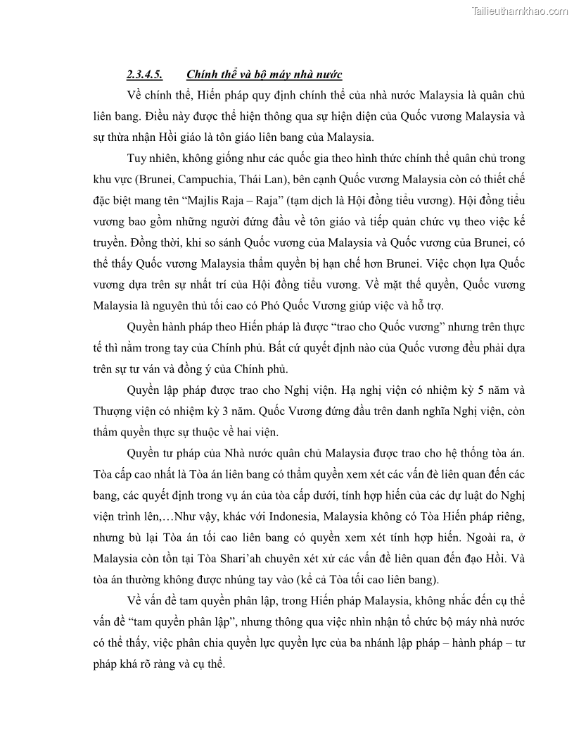 Khóa luận tốt nghiệp luật học Lịch sử và xu hướng phát triển của hiến pháp các nước Hồi giáo trong khu vực Đông Nam Á - 6 Trang 72