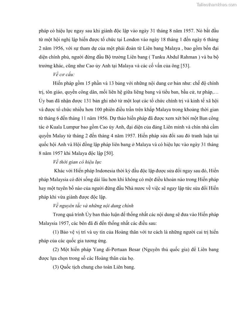 Khóa luận tốt nghiệp luật học Lịch sử và xu hướng phát triển của hiến pháp các nước Hồi giáo trong khu vực Đông Nam Á - 6 Trang 62