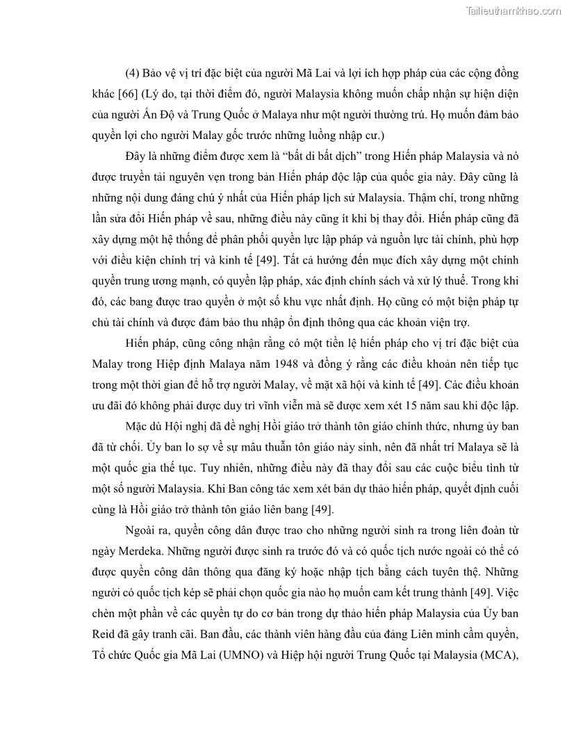 Khóa luận tốt nghiệp luật học Lịch sử và xu hướng phát triển của hiến pháp các nước Hồi giáo trong khu vực Đông Nam Á - 6 Trang 63