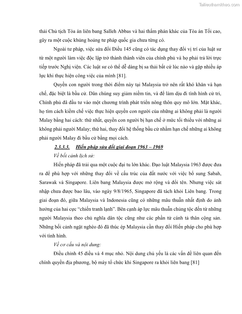 Khóa luận tốt nghiệp luật học Lịch sử và xu hướng phát triển của hiến pháp các nước Hồi giáo trong khu vực Đông Nam Á - 6 Trang 66
