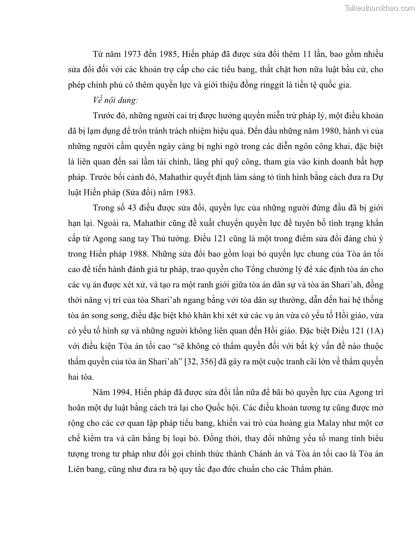 Khóa luận tốt nghiệp luật học Lịch sử và xu hướng phát triển của hiến pháp các nước Hồi giáo trong khu vực Đông Nam Á - 6 Trang 68