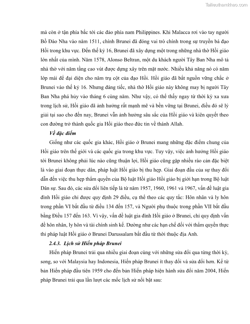 Khóa luận tốt nghiệp luật học Lịch sử và xu hướng phát triển của hiến pháp các nước Hồi giáo trong khu vực Đông Nam Á - 7 Trang 84