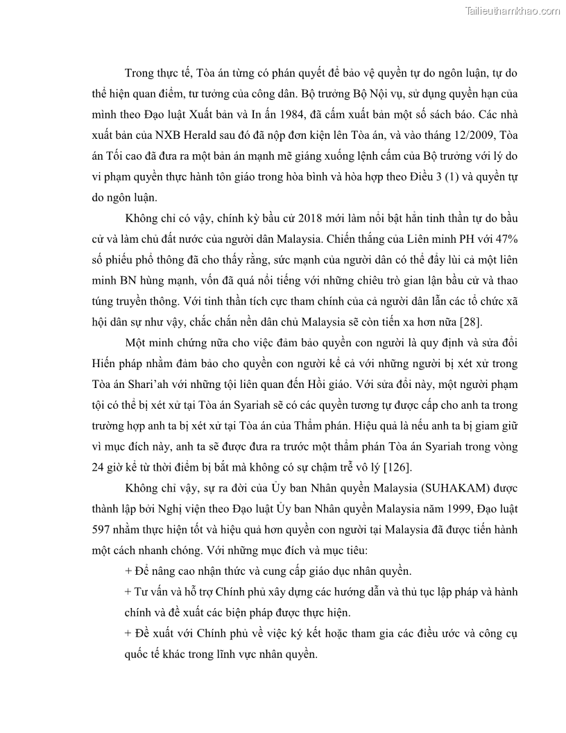 Khóa luận tốt nghiệp luật học Lịch sử và xu hướng phát triển của hiến pháp các nước Hồi giáo trong khu vực Đông Nam Á - 7 Trang 75