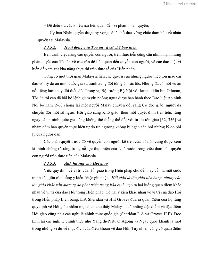 Khóa luận tốt nghiệp luật học Lịch sử và xu hướng phát triển của hiến pháp các nước Hồi giáo trong khu vực Đông Nam Á - 7 Trang 76