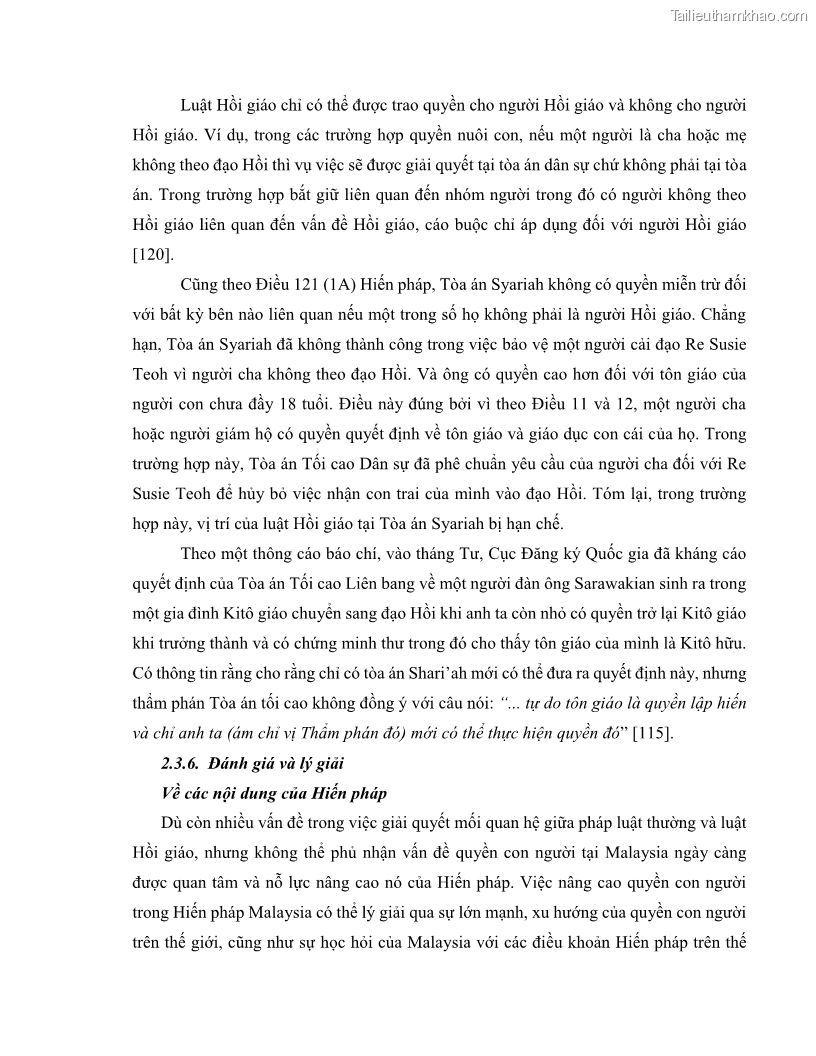 Khóa luận tốt nghiệp luật học Lịch sử và xu hướng phát triển của hiến pháp các nước Hồi giáo trong khu vực Đông Nam Á - 7 Trang 79