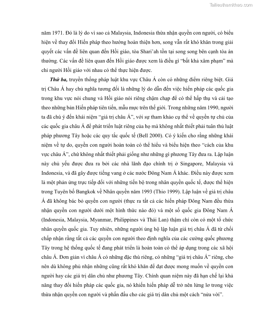 Khóa luận tốt nghiệp luật học Lịch sử và xu hướng phát triển của hiến pháp các nước Hồi giáo trong khu vực Đông Nam Á - 9 Trang 107