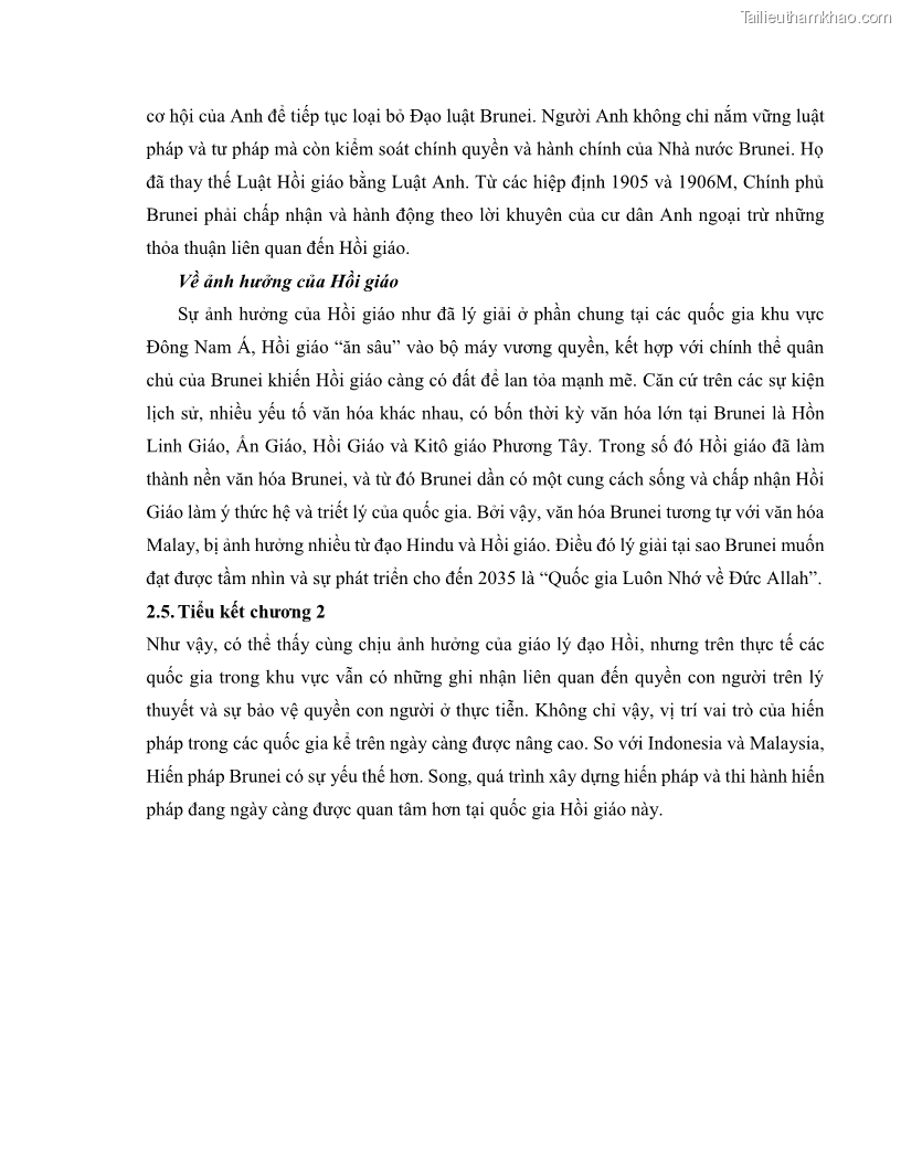 Khóa luận tốt nghiệp luật học Lịch sử và xu hướng phát triển của hiến pháp các nước Hồi giáo trong khu vực Đông Nam Á - 9 Trang 98