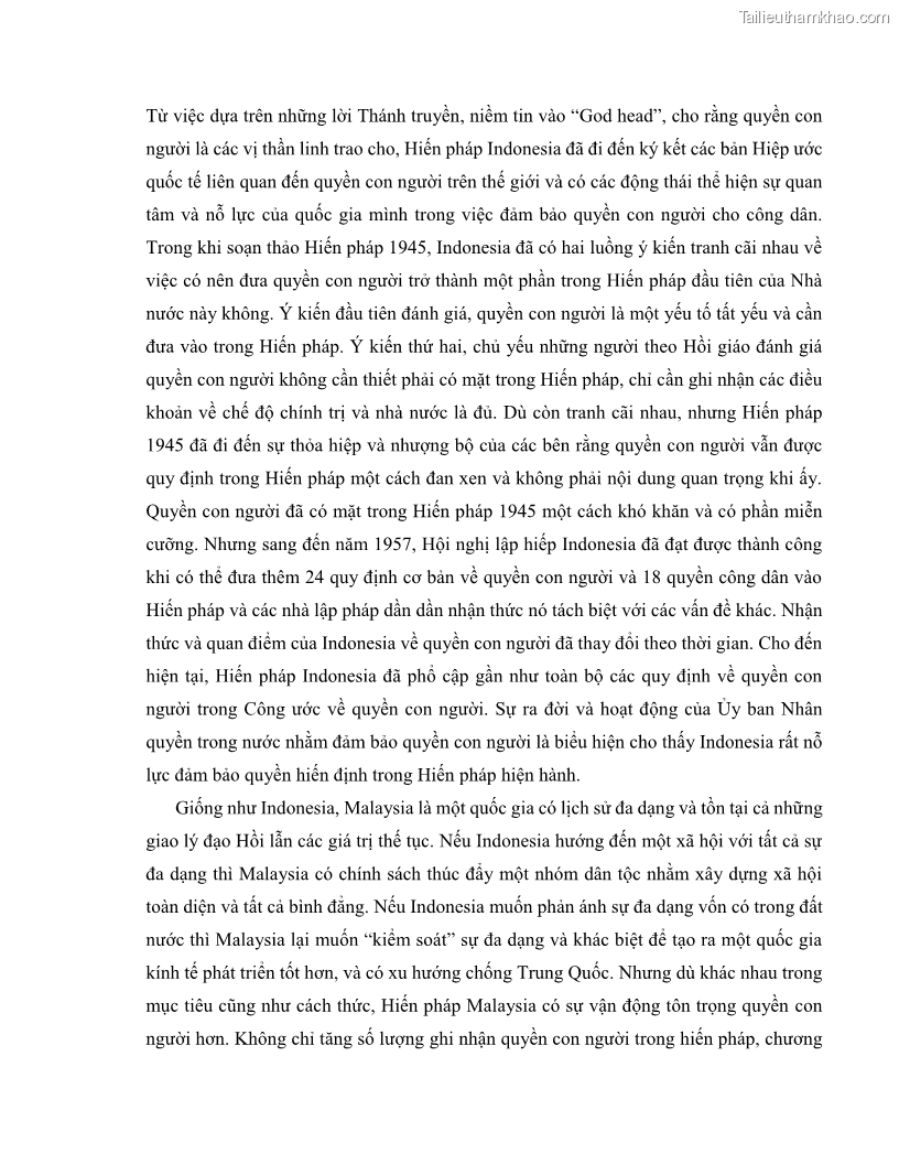 Khóa luận tốt nghiệp luật học Lịch sử và xu hướng phát triển của hiến pháp các nước Hồi giáo trong khu vực Đông Nam Á - 9 Trang 101