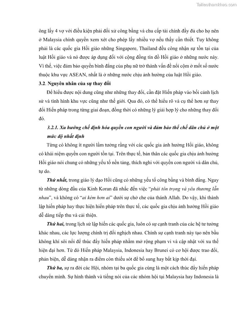 Khóa luận tốt nghiệp luật học Lịch sử và xu hướng phát triển của hiến pháp các nước Hồi giáo trong khu vực Đông Nam Á - 9 Trang 103