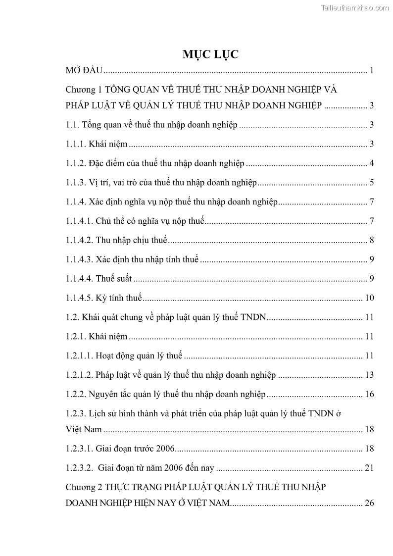 Khóa luận tốt nghiệp luật kinh doanh Pháp luật quản lý thuế thu nhập doanh nghiệp ở Việt Nam - 1 Trang 6