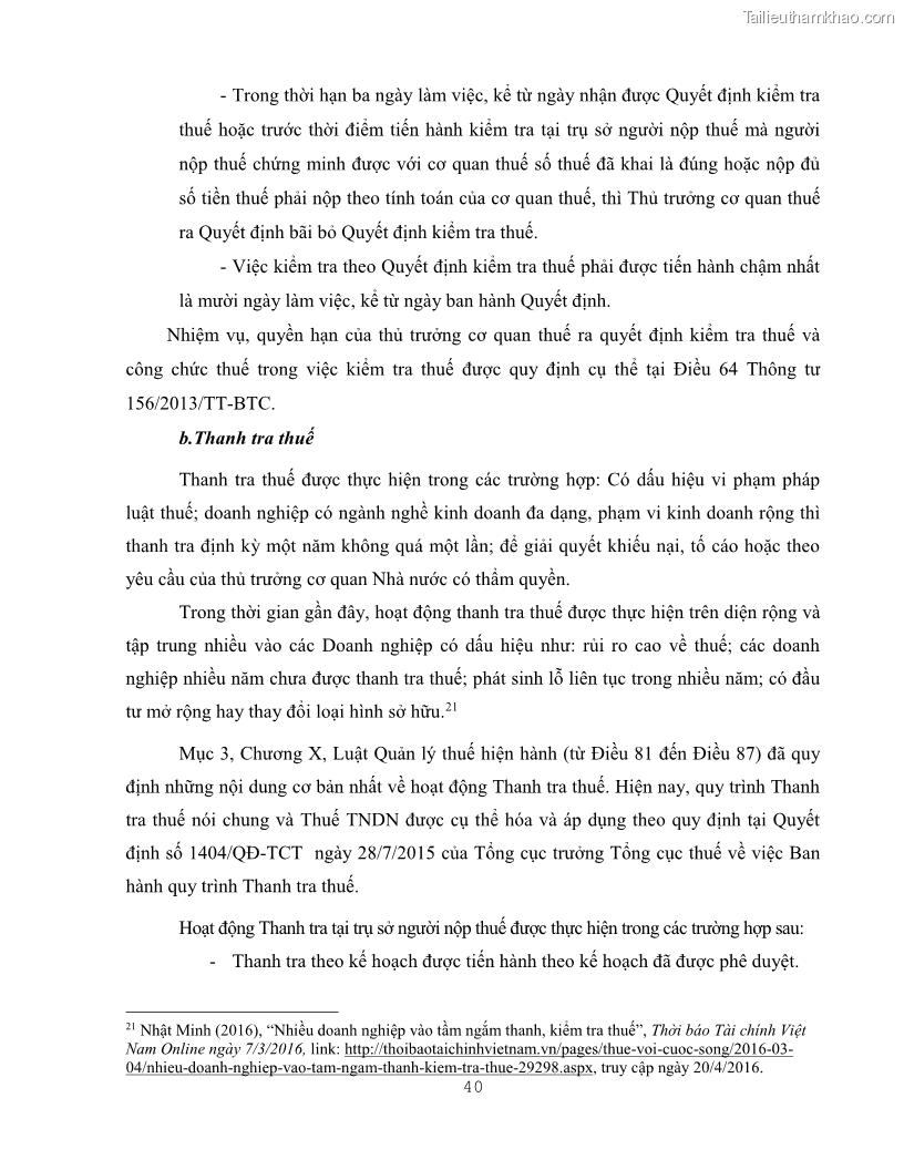 Khóa luận tốt nghiệp luật kinh doanh Pháp luật quản lý thuế thu nhập doanh nghiệp ở Việt Nam - 4 Trang 48