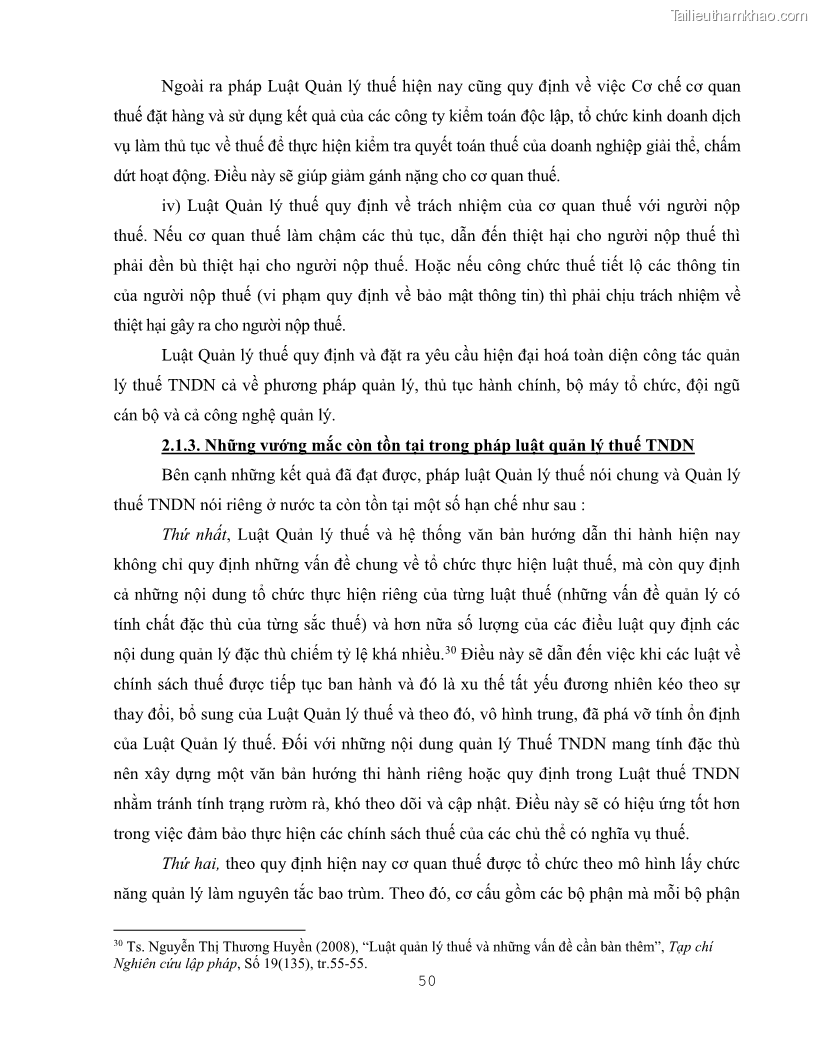 Khóa luận tốt nghiệp luật kinh doanh Pháp luật quản lý thuế thu nhập doanh nghiệp ở Việt Nam - 5 Trang 58