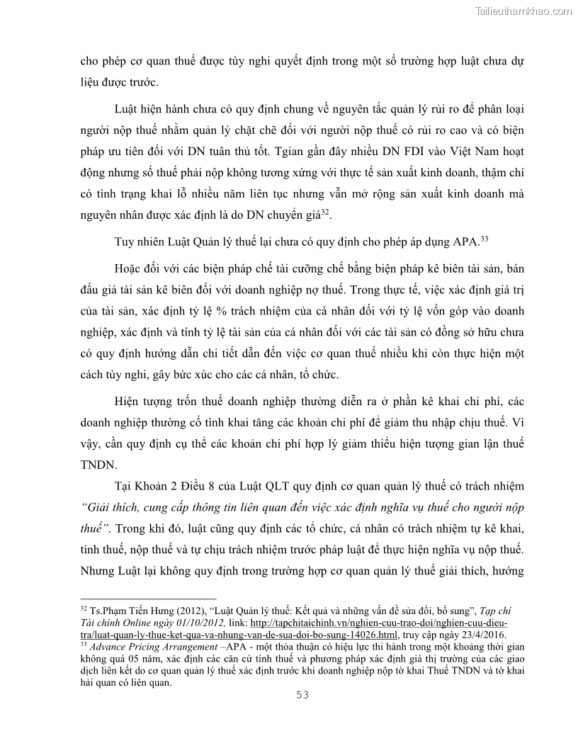Khóa luận tốt nghiệp luật kinh doanh Pháp luật quản lý thuế thu nhập doanh nghiệp ở Việt Nam - 6 Trang 61