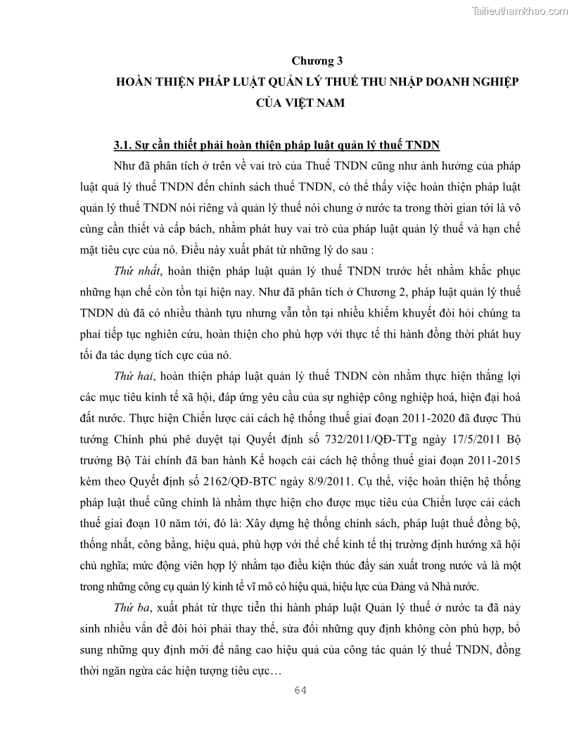Khóa luận tốt nghiệp luật kinh doanh Pháp luật quản lý thuế thu nhập doanh nghiệp ở Việt Nam - 6 Trang 72