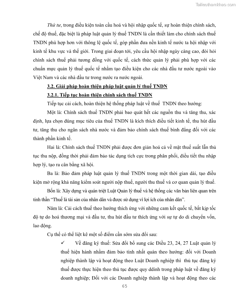 Khóa luận tốt nghiệp luật kinh doanh Pháp luật quản lý thuế thu nhập doanh nghiệp ở Việt Nam - 7 Trang 73