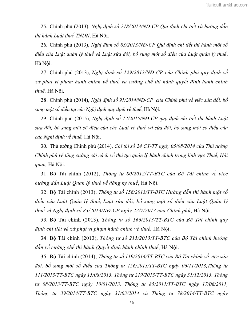 Khóa luận tốt nghiệp luật kinh doanh Pháp luật quản lý thuế thu nhập doanh nghiệp ở Việt Nam - 7 Trang 84