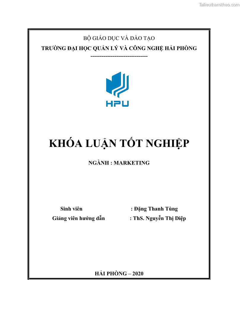 Khóa luận tốt nghiệp marketing Giải pháp mở rộng thị trường tiêu thụ sản phẩm tại công ty TNHH Thương mại dịch vụ tổng hợp Trường Hưng Thịnh - 1 Trang 1
