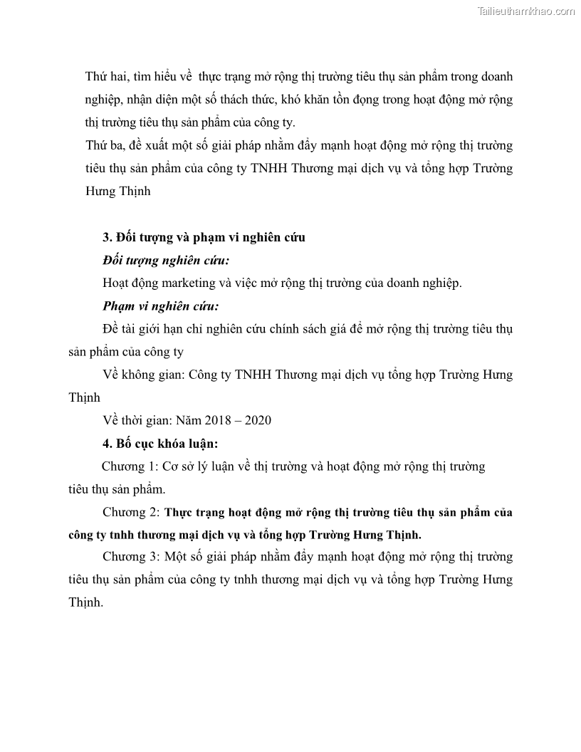 Khóa luận tốt nghiệp marketing Giải pháp mở rộng thị trường tiêu thụ sản phẩm tại công ty TNHH Thương mại dịch vụ tổng hợp Trường Hưng Thịnh - 1 Trang 12