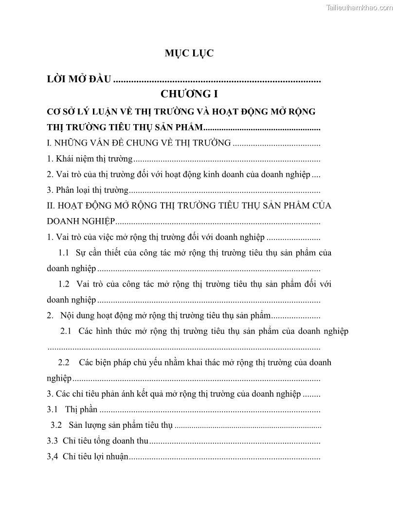 Khóa luận tốt nghiệp marketing Giải pháp mở rộng thị trường tiêu thụ sản phẩm tại công ty TNHH Thương mại dịch vụ tổng hợp Trường Hưng Thịnh - 1 Trang 7
