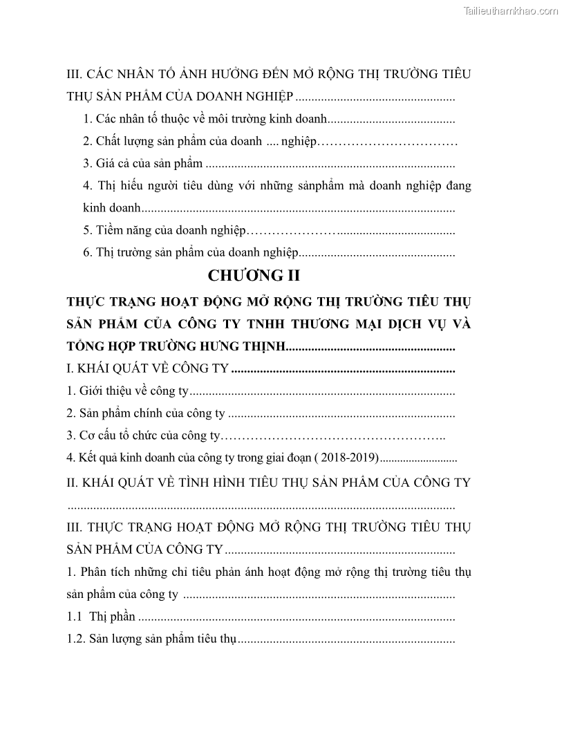 Khóa luận tốt nghiệp marketing Giải pháp mở rộng thị trường tiêu thụ sản phẩm tại công ty TNHH Thương mại dịch vụ tổng hợp Trường Hưng Thịnh - 1 Trang 8
