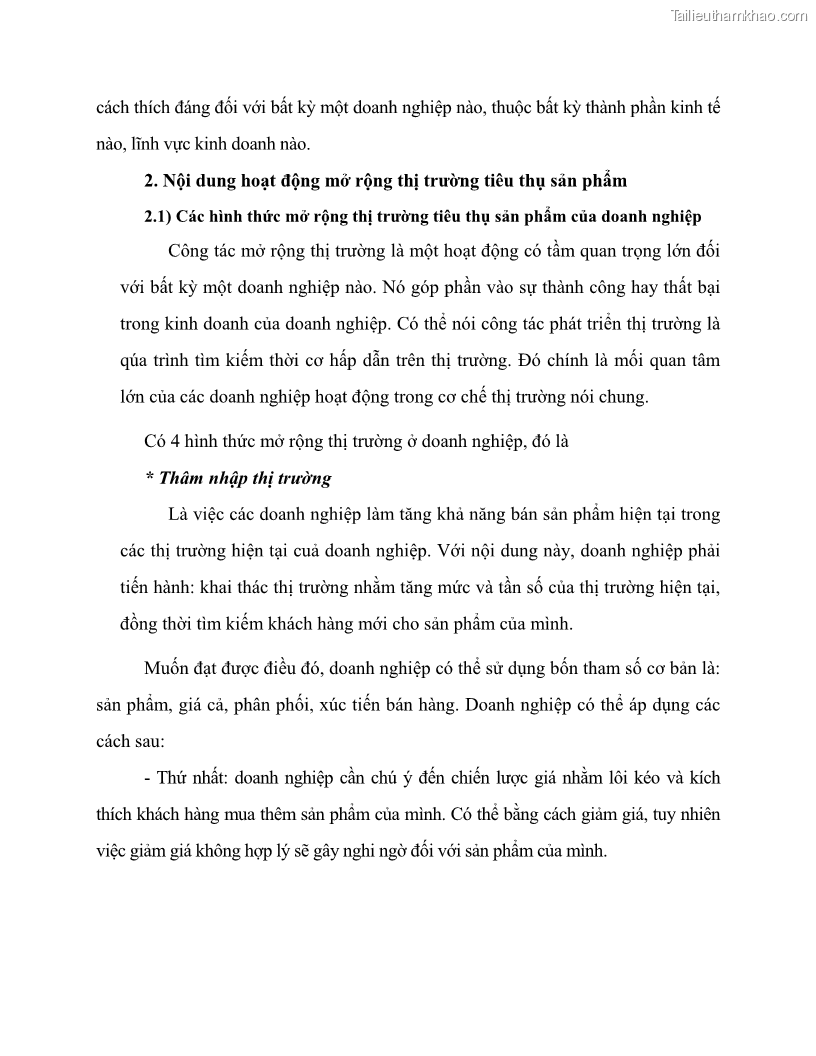 Khóa luận tốt nghiệp marketing Giải pháp mở rộng thị trường tiêu thụ sản phẩm tại công ty TNHH Thương mại dịch vụ tổng hợp Trường Hưng Thịnh - 2 Trang 22