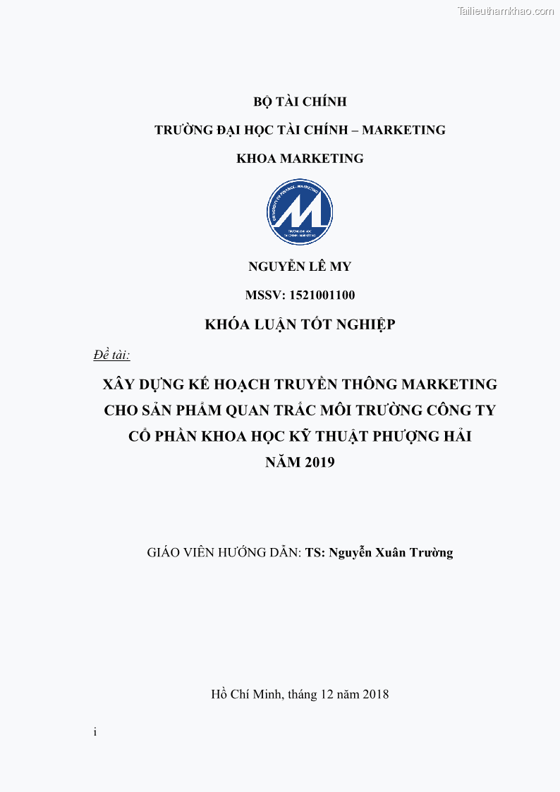 Khóa luận tốt nghiệp marketing Xây dựng kế hoạch truyền thông marketing cho thiết bị quan trắc môi trường Công ty Cổ phần KHKT Phượng Hải năm 2019 - 1 Trang 2