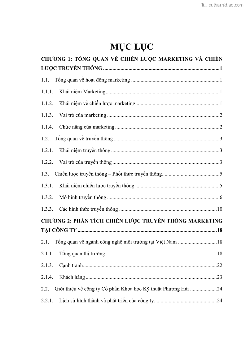 Khóa luận tốt nghiệp marketing Xây dựng kế hoạch truyền thông marketing cho thiết bị quan trắc môi trường Công ty Cổ phần KHKT Phượng Hải năm 2019 - 1 Trang 6
