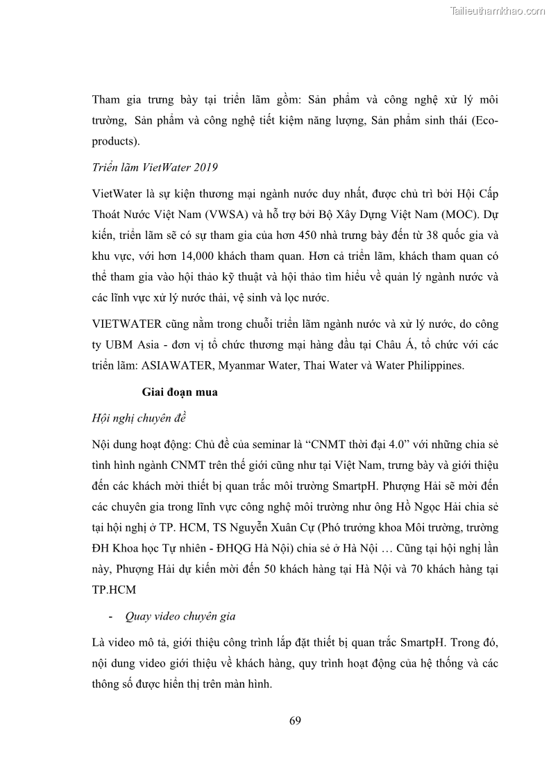 Khóa luận tốt nghiệp marketing Xây dựng kế hoạch truyền thông marketing cho thiết bị quan trắc môi trường Công ty Cổ phần KHKT Phượng Hải năm 2019 - 7 Trang 82