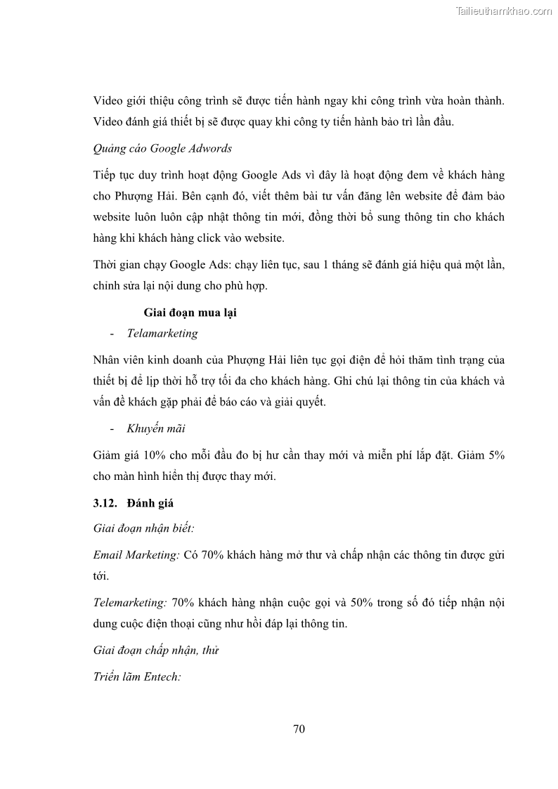 Khóa luận tốt nghiệp marketing Xây dựng kế hoạch truyền thông marketing cho thiết bị quan trắc môi trường Công ty Cổ phần KHKT Phượng Hải năm 2019 - 7 Trang 83