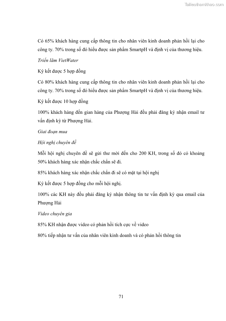 Khóa luận tốt nghiệp marketing Xây dựng kế hoạch truyền thông marketing cho thiết bị quan trắc môi trường Công ty Cổ phần KHKT Phượng Hải năm 2019 - 7 Trang 84