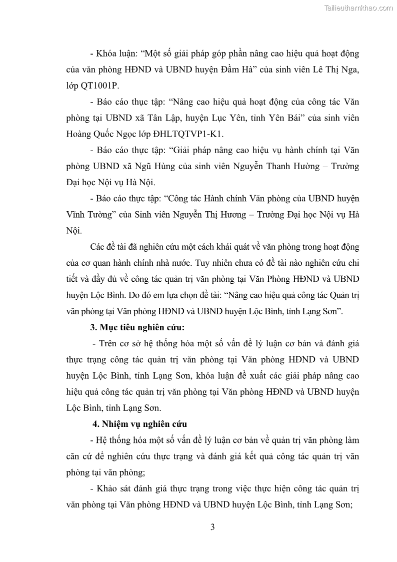 Khóa luận tốt nghiệp Nâng cao hiệu quả công tác quản trị văn phòng tại Văn phòng HĐND và UBND huyện Lộc Bình, tỉnh Lạng Sơn - 1 Trang 8